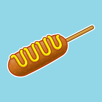 corndog cartoon icon illustration