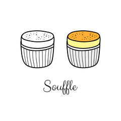 Hand drawn souffle dessert.