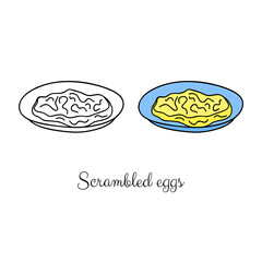 Doodle omelette on the plate.