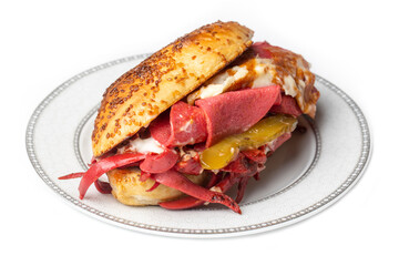 Traditional delicious Turkish foods; Izmir Cesme kumru sandwich