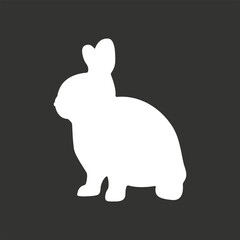 Vector Hare silhouette isolated on white. White Rabbit on black background. Hare logo. Rabbit logo.