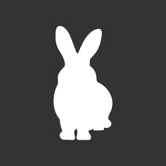 Vector Hare silhouette isolated on white. White Rabbit on black background. Hare logo. Rabbit logo.