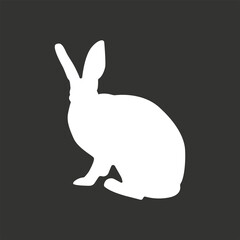 Vector Hare silhouette isolated on white. White Rabbit on black background. Hare logo. Rabbit logo.	

