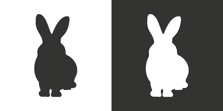 Vector Hare silhouette isolated on white. White Rabbit on black background. Hare logo. Rabbit logo.	
