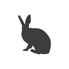 Vector Hare silhouette isolated on white. Black Rabbit on white background.	
