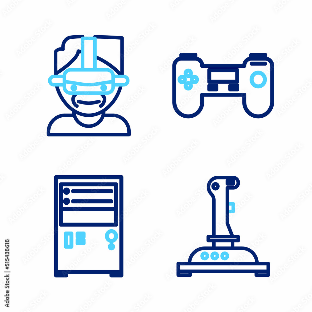 Canvas Prints set line joystick for arcade machine, computer, gamepad and virtual reality glasses icon. vector