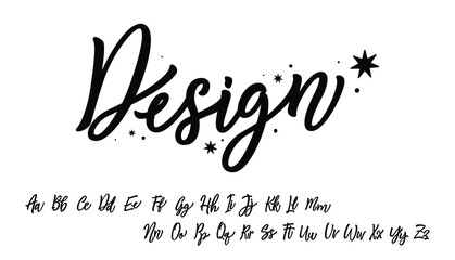 Vector hand drawn alphabet isolated on white background. Brush painted letters. Decorative artistic font. Black letters.	
