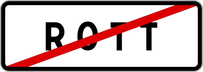 Panneau sortie ville agglom&eacute;ration Rott / Town exit sign Rott