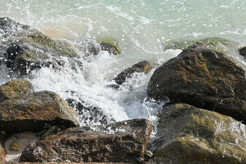 Waves Crashing between the Rocks 