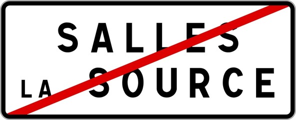 Panneau sortie ville agglom&eacute;ration Salles-la-Source / Town exit sign Salles-la-Source