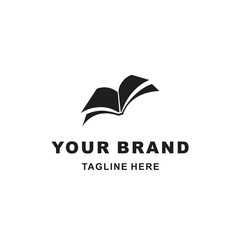 black flying book simple logo
