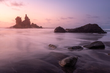 Benijo beach at sunset, Tenerife island, Spain