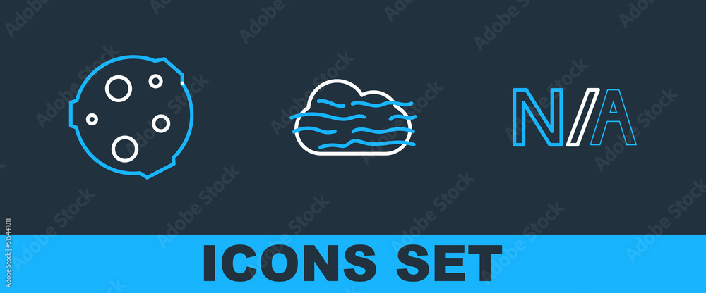 Poster set line not applicable, moon and fog and cloud icon. vector