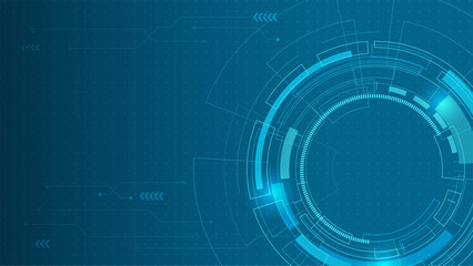 Obraz premium Abstract technology blue background template with circle line and copyspace, Vector illustration