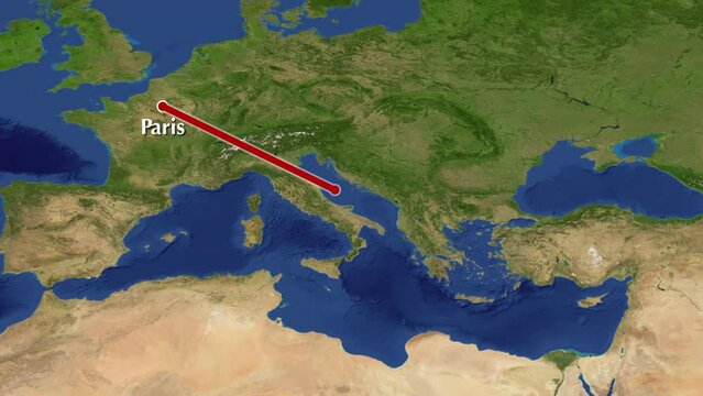 Trip direction from Paris to Doha