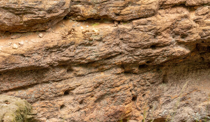 Uniusual sandstone rock formations at The Edge, Alderley Edge, Cheshire, UK