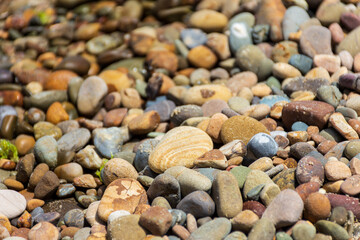 Pebble beach in Jijel city, Algeria. Summer vacation concept.