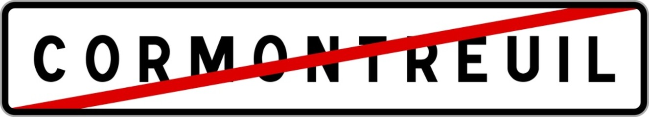 Panneau sortie ville agglomération Cormontreuil / Town exit sign Cormontreuil