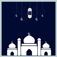 taj mahal vector illustration or Eid social media post banner design background