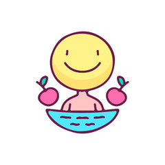 Cute man with smile face emoticon on the water, illustration for t-shirt, sticker, or apparel merchandise. With doodle, retro, and cartoon style.