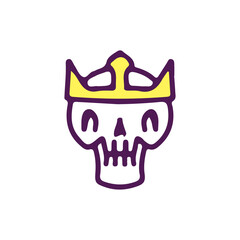 Funny king skull head, illustration for t-shirt, sticker, or apparel merchandise. With doodle, retro, and cartoon style.