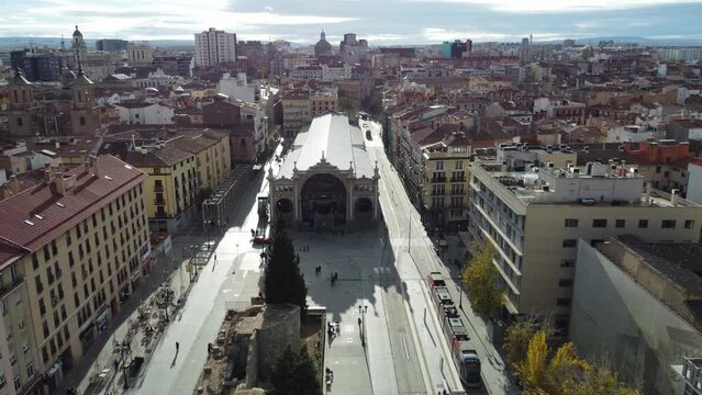 Central Market in Zaragoza, aerial view