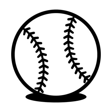 recommend clip art: Vector of baseball ball with black bold outlines and shadow for logo or icon