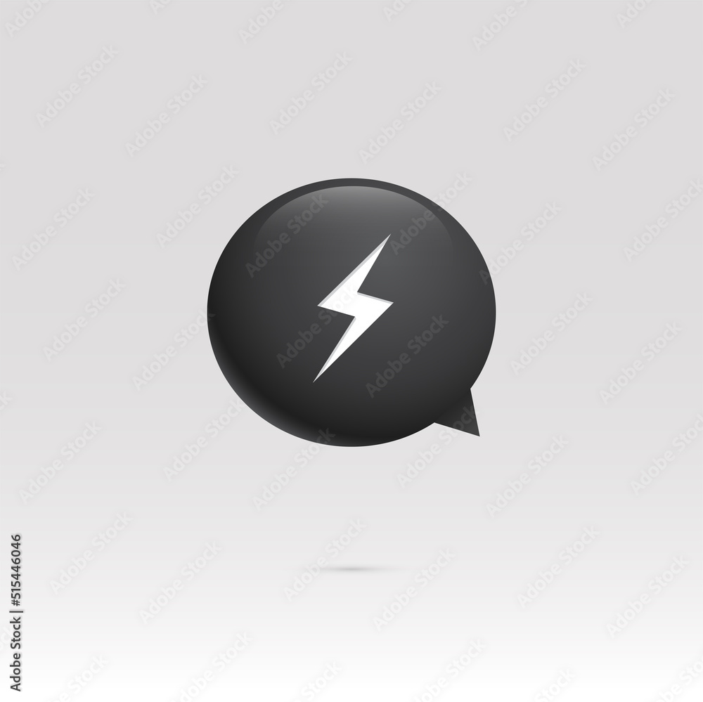 Poster power button in form of chat bubble. vector illustration. black button. powerful conversation.