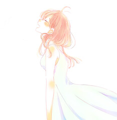 笑顔のワンピースの女性