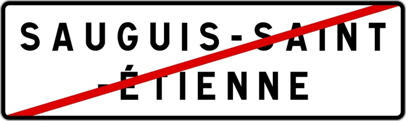 Panneau sortie ville agglomération Sauguis-Saint-Étienne / Town exit sign Sauguis-Saint-Étienne