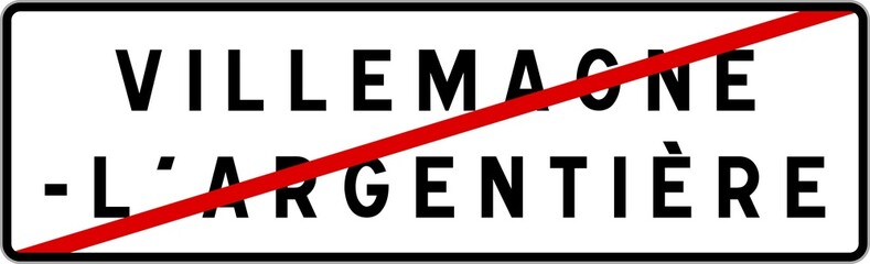 Panneau sortie ville agglomération Villemagne-l'Argentière / Town exit sign Villemagne-l'Argentière