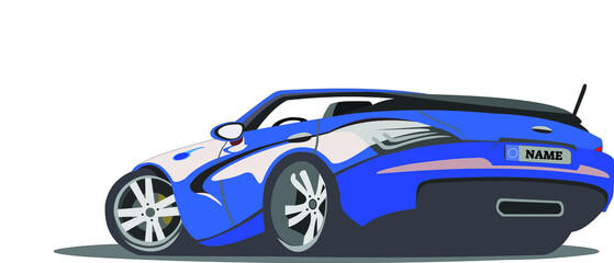 cool blue 3d sports car