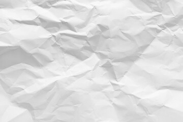 White crumpled paper texture background, clean white wrinkled paper, top view.