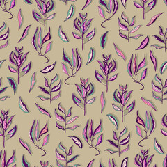 branches with colorful leaves vector seamless pattern