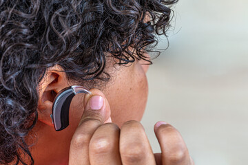 Fototapeta premium Hearing disorders in a young boy.adolescent