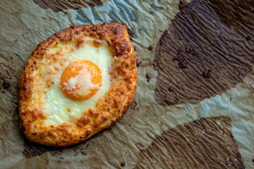 Cooking at home, egg pie baked in the oven.