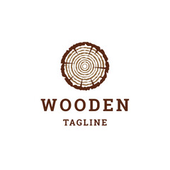 Wooden logo design template flat vector