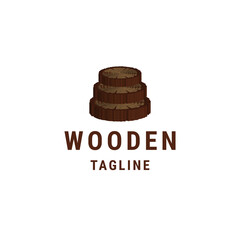 Wooden logo design template flat vector