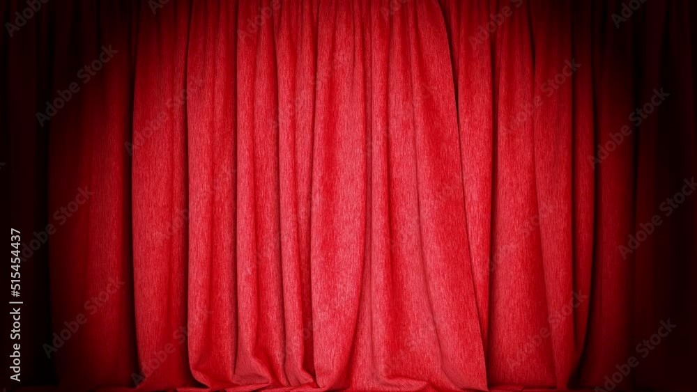 Poster realistic 3d animation of the dark bloody red canvas curtain rendered in uhd with alpha matte