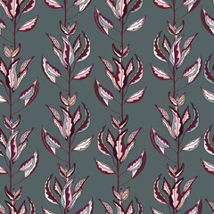 autumn branches with leaves seasonal vector seamless pattern