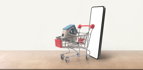 Shopping cart Consumer society trend on smartphone