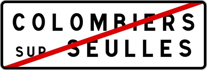 Panneau sortie ville agglomération Colombiers-sur-Seulles / Town exit sign Colombiers-sur-Seulles