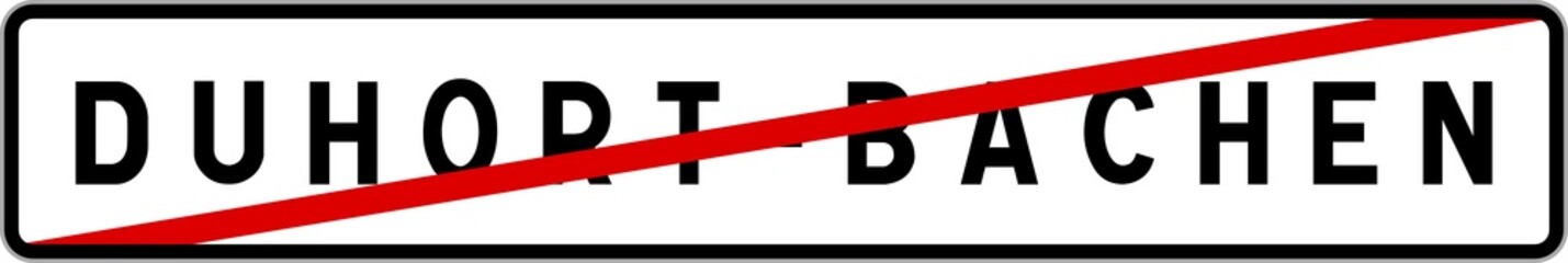 Panneau sortie ville agglomération Duhort-Bachen / Town exit sign Duhort-Bachen