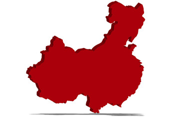Mapa de China en rojo sobre fondo blanco