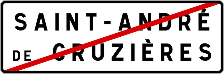 Panneau sortie ville agglomération Saint-André-de-Cruzières / Town exit sign Saint-André-de-Cruzières