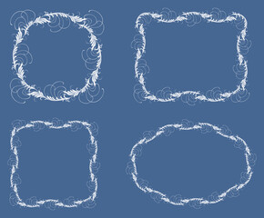 Set of borders from silhouettes decorative twigs with leaves and tendrils