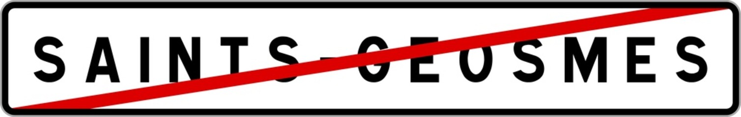 Naklejka premium Panneau sortie ville agglomération Saints-Geosmes / Town exit sign Saints-Geosmes