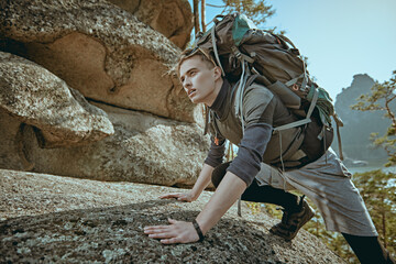 courageous male climber