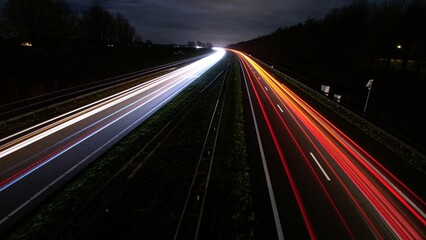 Light streaks on the highway