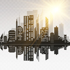 Vector city silhouette in a flat style. Modern urban landscape.vector illustration	